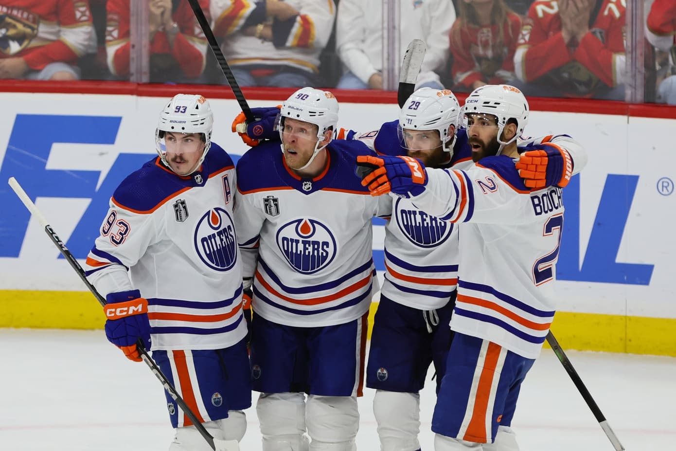 Edmonton Oilers celebrate goal