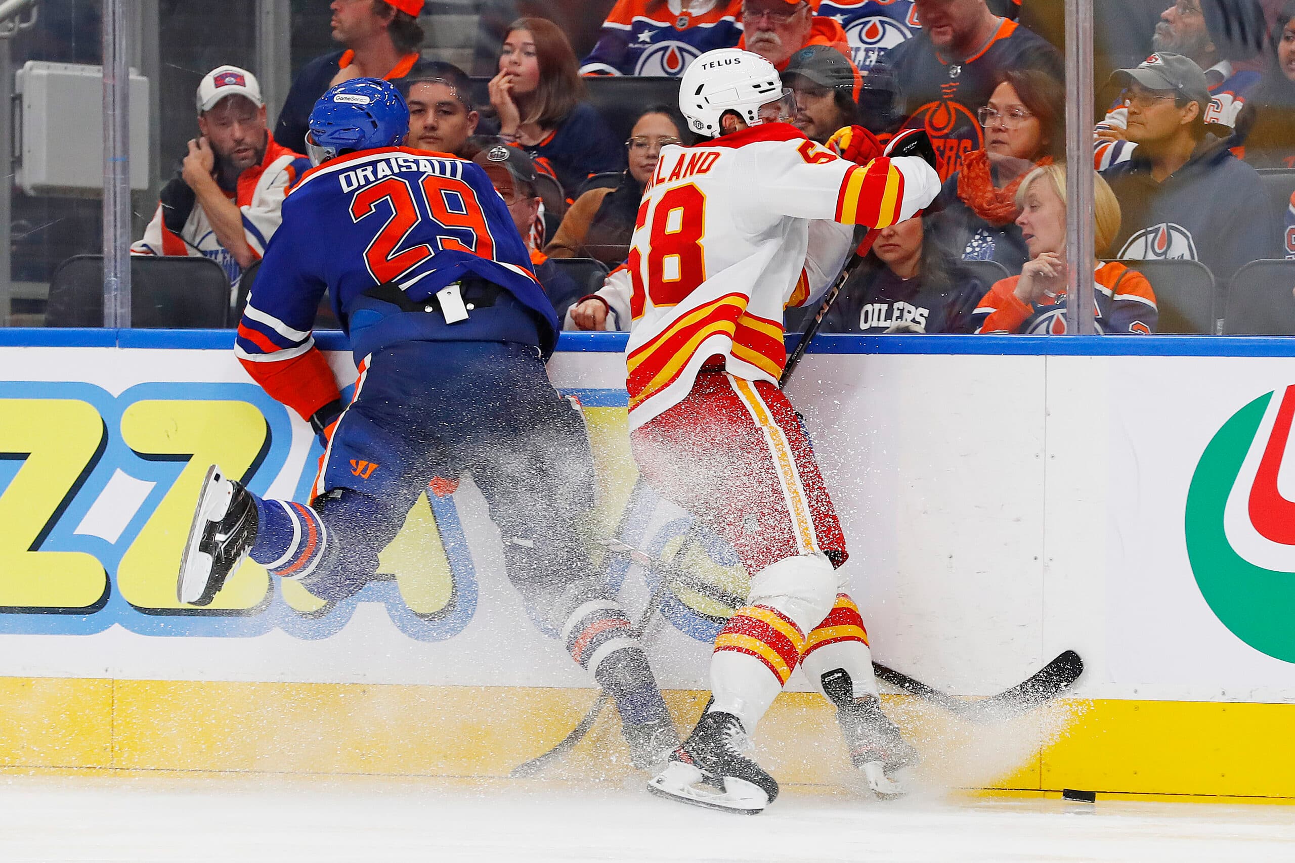 Edmonton Oilers Leon Draisaitl in Battle of Alberta Calgary Flames