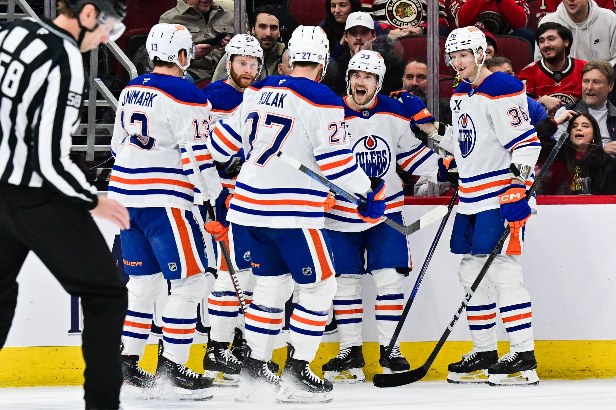 Edmonton Oilers celebrate goal